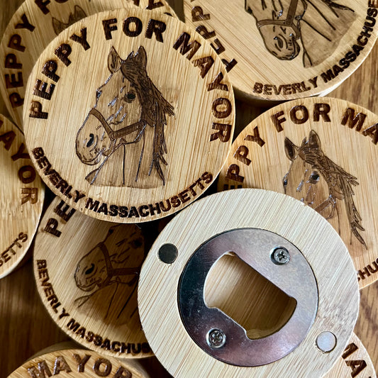 Peppy For Mayor Bottle Opener Magnets